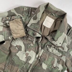 SOUND & MATTER Camouflage‎ Utility Jacket Studded Pockets Military Size Small